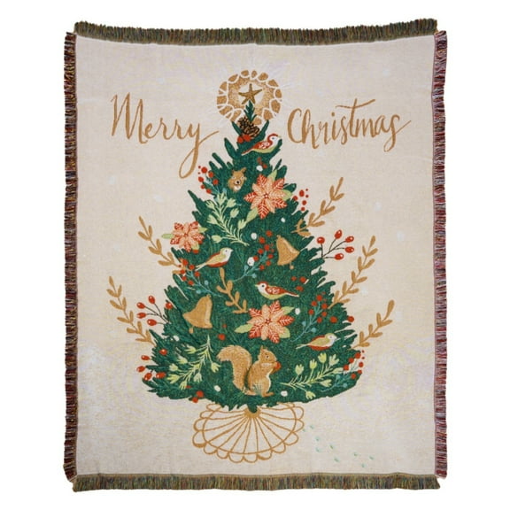 Christmas Tree Throw Woven Blanket,Cozy Christmas throw Blankets,throw blanket with Tassel for Home Festival bedroom living room Decoration 35×60 In