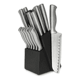 thumbnail image 1 of Cuchillos de Cocina de Acero Inoxidable (15 Pz) con Base de Madera Malubero Negro, Plateado, 1 of 5
