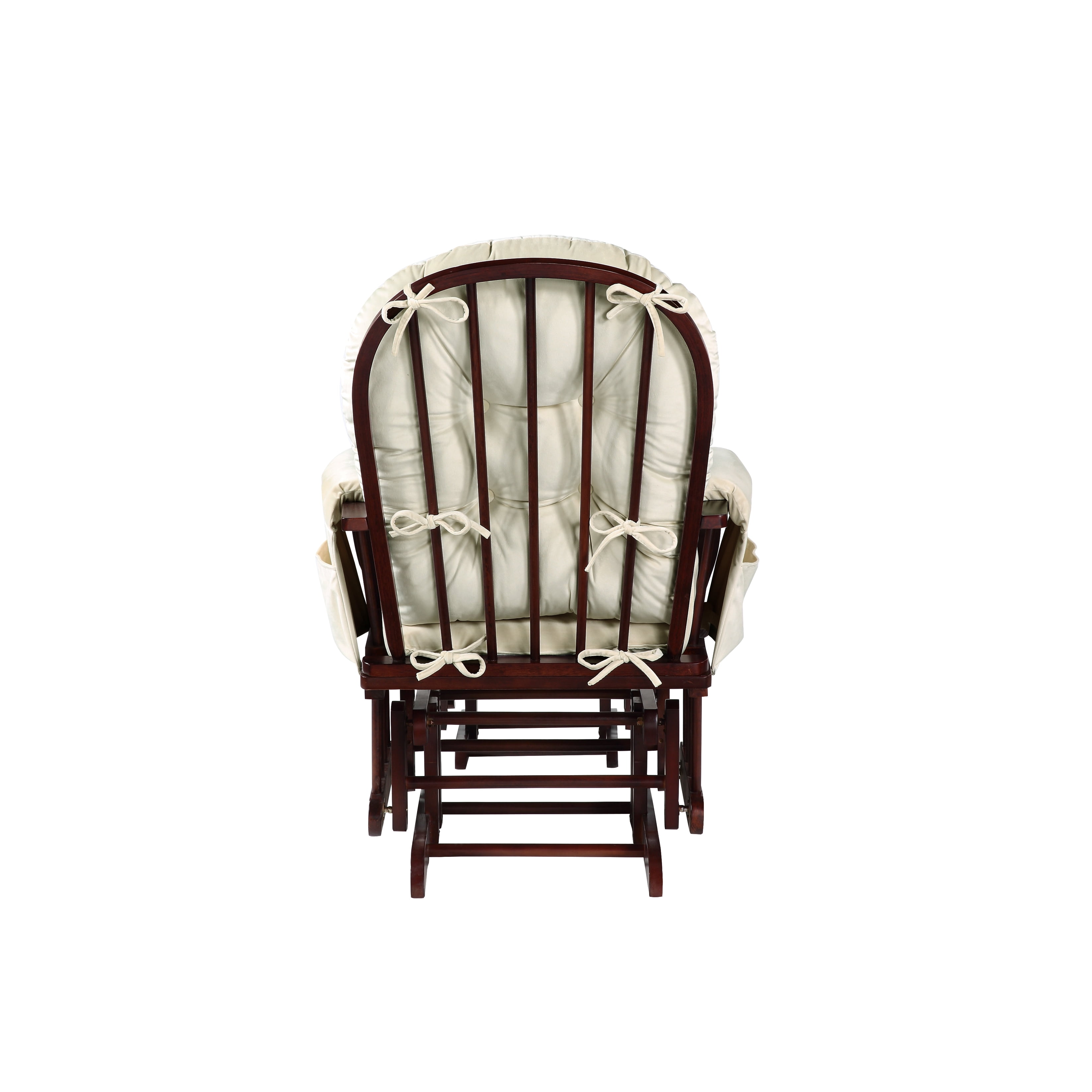 Suite Bebe Maya Glider And Ottoman Set - Espresso Wood Frame With Latte Fabric For Nursery, Smooth Gliding Motion