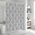 thumbnail image 6 of Grey Moroccan Shower Curtain, Waterproof Shower Curtains for Bathroom, Vintage Ethnic Abstract Geometric Stripes Washable Fabric Bathtub Curtain Set Bath Decor with 12 Hooks 48"x72", 6 of 8