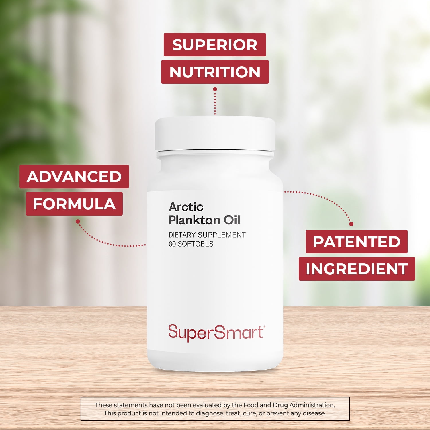 SuperSmart Arctic Plankton Oil 1000mg per Day (Patented) - Greater Nutrition than Fish & Krill Oil Supplement - with Omega-3 Fatty Acids, EPA, DHA & SDA | Non-GMO & Gluten Free - 60 Softgels