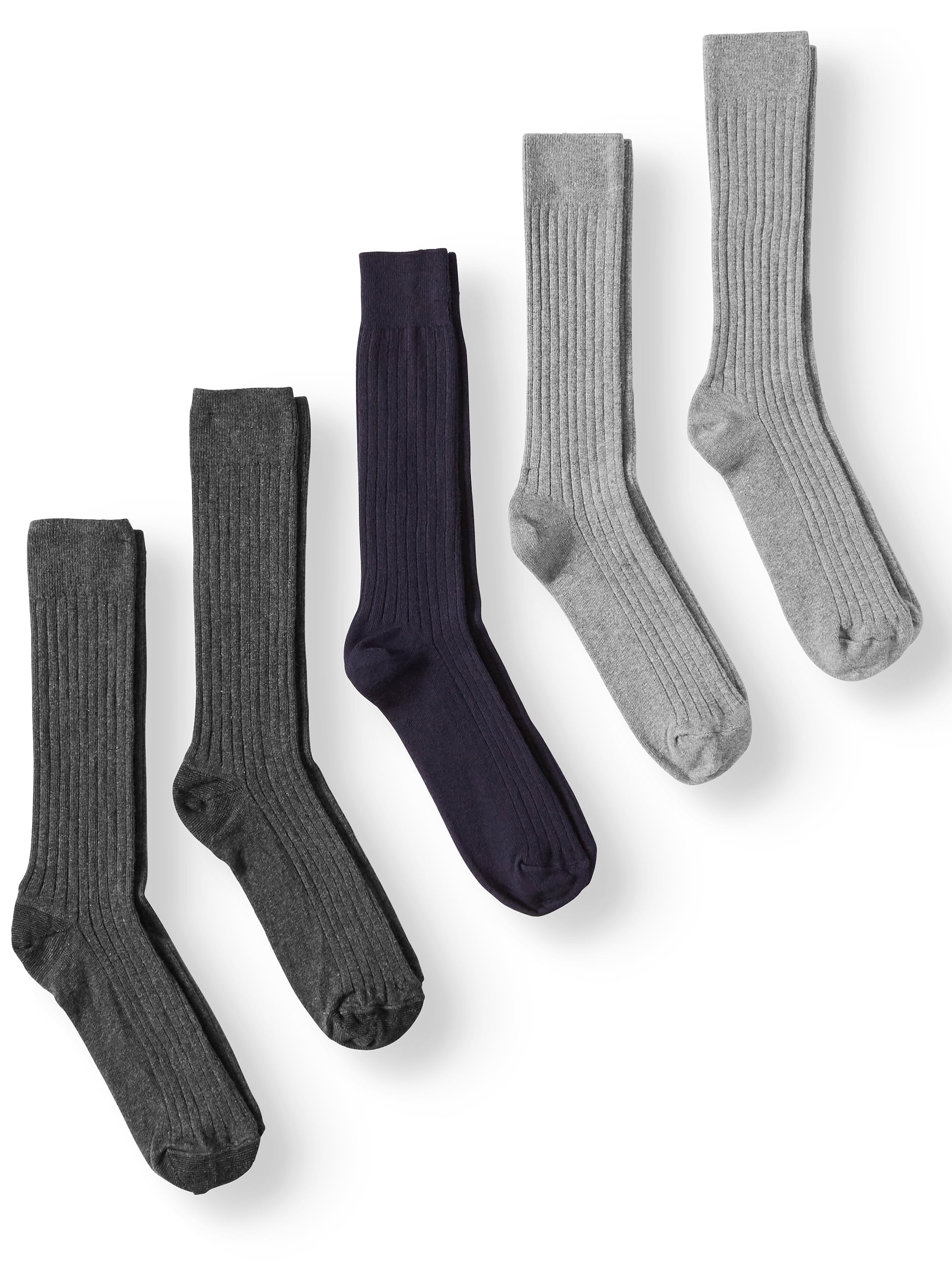 Men's Cotton Rib Crew Socks, 5Pack
