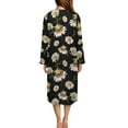 thumbnail image 3 of FKELYI Daisy Floral Frog Print Zipper Front Robe Nightgowns for Women Comfy House Coats Full Length Breathable Sleepwear House Dress Long Sleeve Bathrobe with 2 Pockets, S, 3 of 6