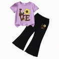thumbnail image 4 of HCNTES Children Kids Girls 2 Piece School Outfits Short Sleeve T-Shirt & Flared Pants Summer Clothing Set Size 3T 4T 5T 6T 7T 8T(H03-C,4-5 Years), 4 of 4