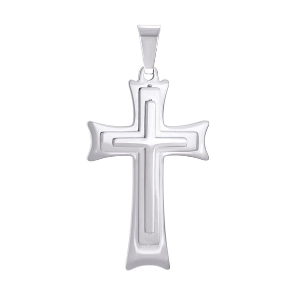 Stainless Steel Mens Cross Religious Charm Pendant Necklace for Men