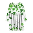 thumbnail image 5 of Vestido de manga larga con cuello redondo para niñas, vestido elástico de manga larga, corte A, estilo patinador con volantes, vestido de recital escolar, vestido de manga larga con cuello redondo par, 5 of 5