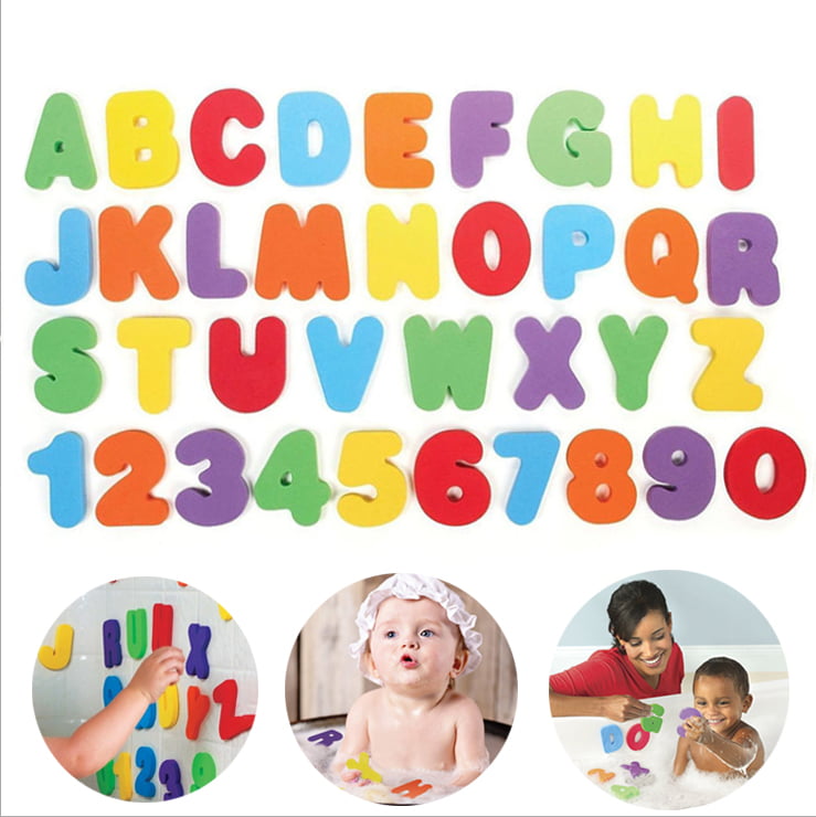 Bath Toys 36pcs Kids Foam Number Letters Bath Toddler tub Early Education Toys 