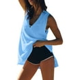 thumbnail image 2 of Aueoeo Beach Tank Top For Women Lighjtweight V Neck Sleeveless Vests Bottom Hem Split Top Trendy Flowy Blouse, 2 of 9