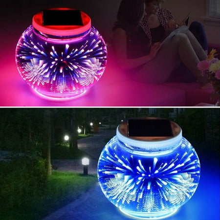 3D Colored LED Solar Glass Lights  Waterproof Lamp Room  