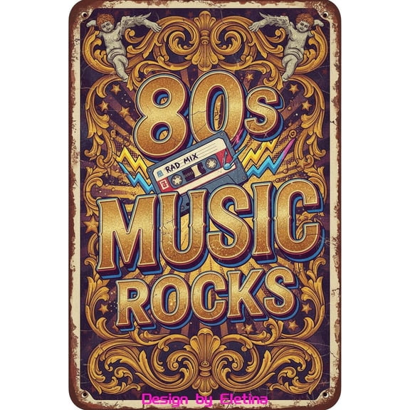 Retro Metal Tin Sign Bathroom Humor Quote Coastal Themed 80s Music Rocks 8" X 12" Indoor Classic Rustic Home Decor Indoor Wall Wall Art Accent Home Club bar Wall Art Decor Tin Sign