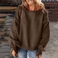 thumbnail image 3 of Women's Oversized Fleece Lined Sweatshirt, Loose Crewneck Lantern Long Sleeve Pullover Drop Shoulder Tunic Tops, 3 of 9