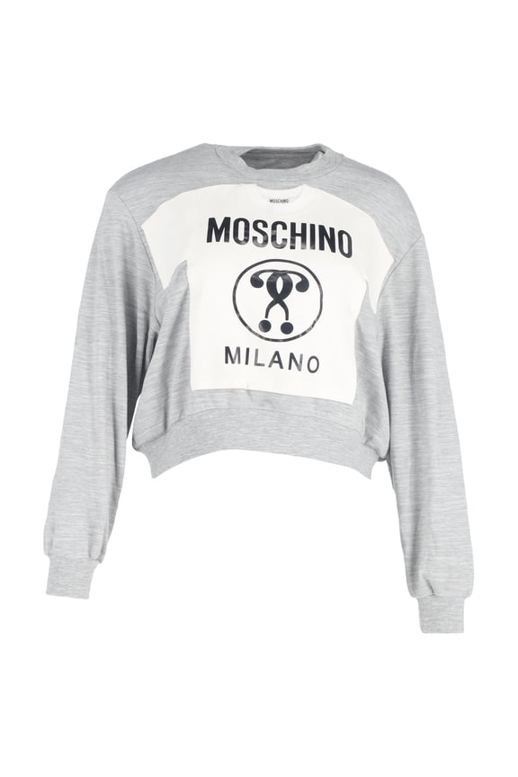 Pre-Owned Moschino T-Shirt Print Crewneck Sweater in Grey Cotton