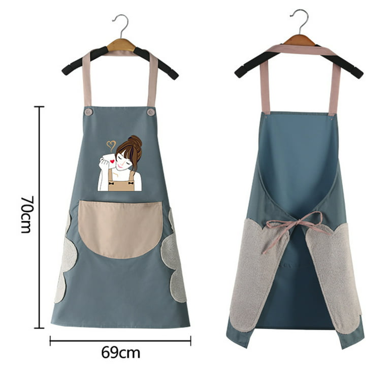 Yesbay Cooking Apron Sleeveless Hand Wipe Design with Pocket Breathable  Oil-proof Kitchen Apron for Home