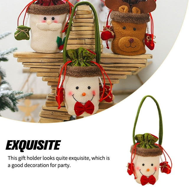 Ruiboury Xmas Tree Pendent Gift Holder Candy Bag Craftsmanship Compact Size DIY Prop Multipurpose Household Accessories Cute Kid Toy Snowman Shape