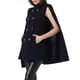 thumbnail image 3 of Abrigo de capa de doble botonadura con mangas abiertas para mujer Inspire Chic, color azul oscuro, talla M, 3 of 5