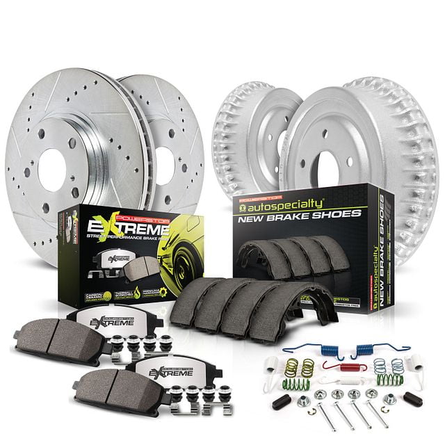 Rotor Power Stop KOE15035DK Daily Driver Pad Front and Rear Drum and Shoe Kit 