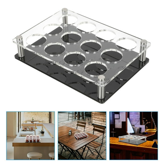 Acrylic Wine Glass Holder Tray with 12 Holes for and Shot Glasses, Bar Serving Tray