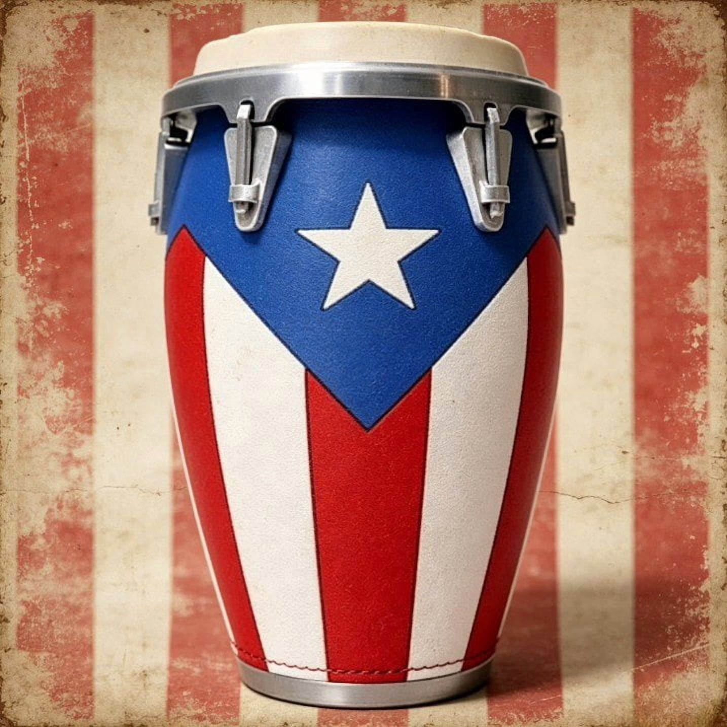 3PCS Conga-Style Can Holder, Puerto Rican Flag Conga Style 3D Printed 12oz Can Holder, Cultural Drum Drink Cooler for Beach BBQ Party, Caribbean Pride Beverage Holder Gift