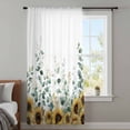 thumbnail image 4 of Sunflower Sheer Curtains 45 Inches Long, Yellow Floral Pastoral Botanical Leaves Light Filering Curtains, Breathable Simi Curtain Privacy Drapes for Kitchen Bathroom Small Window Treatment, 4 of 9