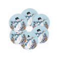 thumbnail image 7 of 13 Inch Round Placemats Set of 6, Light Blue Snowman Christmas Non Slip Heat Insulation PP Table Mats, Xmas Tree Ball Snowflake Elk Washable Place Mats for Kitchen Dining Party Table Decor, 7 of 7
