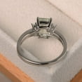 thumbnail image 3 of 925 Sterling Silver Green amethyst ring prong set ring emerald shape ring solitaire ring party ring, 3 of 3