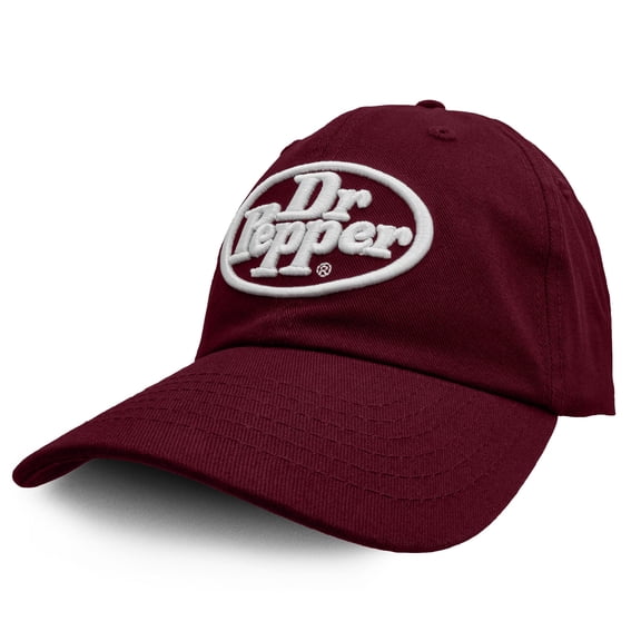 Tee Luv Dr Pepper Retro Soda Pop Logo Dad Hat, Burgundy
