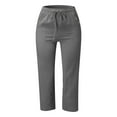 thumbnail image 4 of XIAONU Button Accent Capri Pants for Women Solid Pockets Casual Wear Capris, 4 of 4