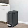 thumbnail image 2 of 5 Liter/1.3 Gallon Slim Small Trash Can with Lid Soft Close, Stainless Steel Garbage Can for Bathroom Bedroom Office, Rectangular Step Trash Bin with Removable, 2 of 7