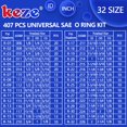 thumbnail image 3 of KEZE 826 piezas Kit de juntas tóricas universales SAE y métricas Estándar 32 tamaños métricos y en pulgadas Surtido de juntas tóricas en 2 cajas con 4 piezas de selección y gancho para reparación de s, 3 of 8