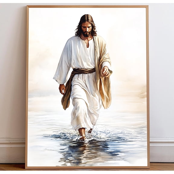 Jesus Christ Walking On Water, Christian Art, Jesus Portrait, I Will Walk With Christ Lds, Jesus , Wall Art UNFRAMED Poster, Wall Art for Decor, Present, 8x12