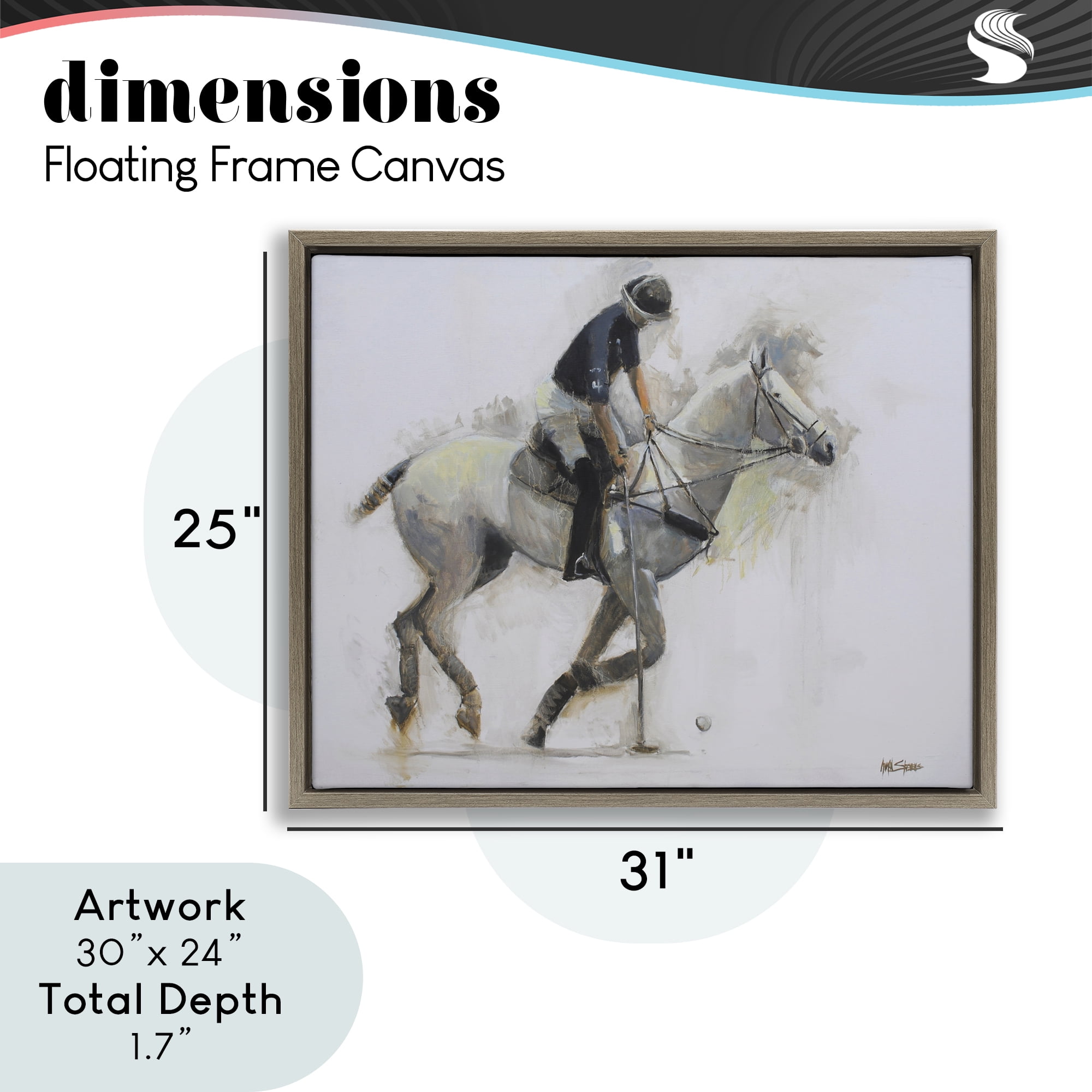Stupell Industries Polo Rider in Motion Brown Framed Floater Canvas Wall Art, design by Jadei Graphics