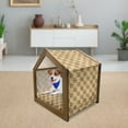 thumbnail image 3 of Earth Tones Pet House, Fleur de Lis Classic Victorian Feminine Retro Spiral Floral Swirl, Outdoor & Indoor Portable Dog Kennel with Pillow and Cover, 5 Sizes, Beige Pale Caramel, by Ambesonne, 3 of 5