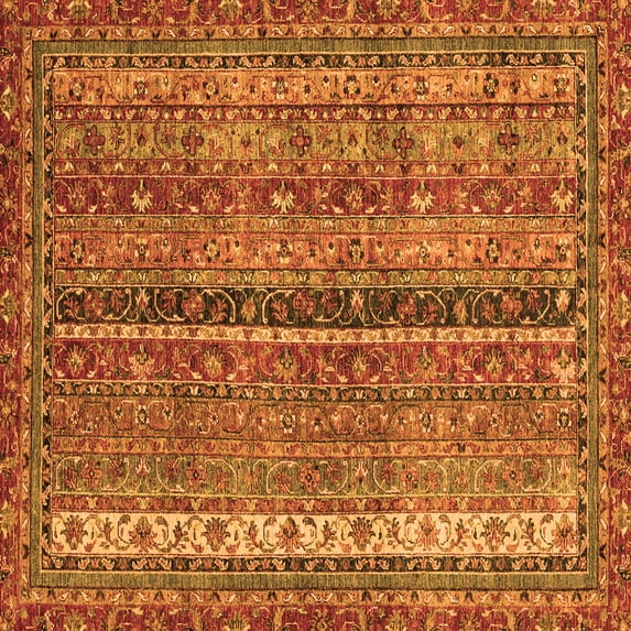 Ahgly Company Indoor Square Oriental Orange Modern Area Rugs, 7' Square