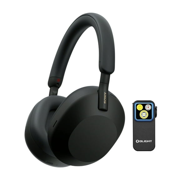 Sony WH-1000XM5 Wireless Noise Canceling Over-Ear Headphones (Black) Bundle with Rechargeable Clamp-On Light (2 Items)