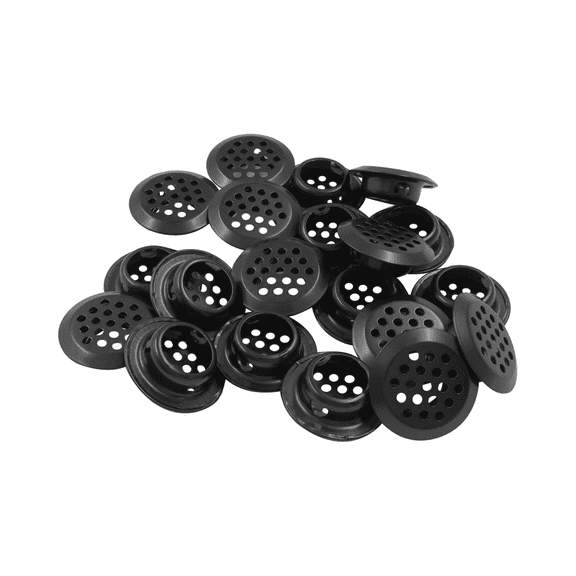 Trianu 30Pcs Air Vents, 25mm/1in Round Soffit Vents, Stainless Steel Round Air Vents Mesh Hole Louver for Kitchen Cabinets Wardrobes Shoecases (Black)