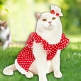thumbnail image 5 of Pet Red Dress Flying Sleeve Dots Printing with Headgear Dog Outfits, 5 of 9