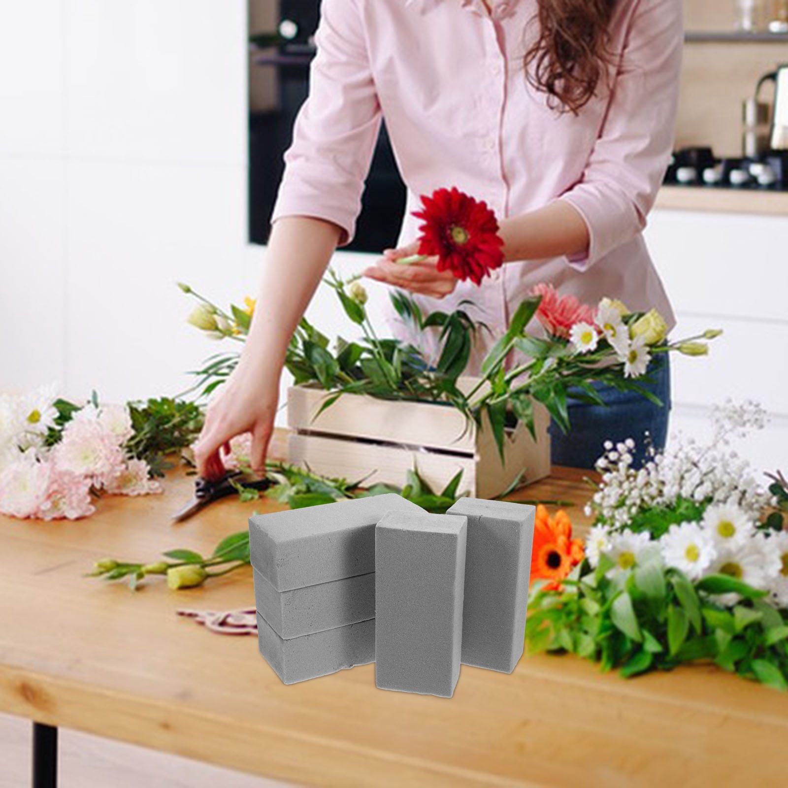 LOLIPPYY Grey Floral Mud Base for Flower Arrangements, Flower Holder Supplies for Home, Wedding, and Event Decorations