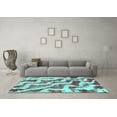 thumbnail image 3 of Ahgly Company Machine Washable Indoor Rectangle Abstract Turquoise Blue Modern Area Rugs, 6' x 9', 3 of 4