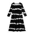 thumbnail image 5 of Abcomgle Girls Maxi Dresses 7-16 A-Line Long Sleeve Maxi Dress Striped Colorblock Crew Neck Sundresses Swing Holiday Dresses with Pockets,Black, 5 of 5