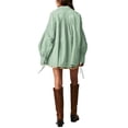 thumbnail image 6 of Women's Button Down Oversized Loose Tops  Fashion V-Neck Long Puff  Sleeve Shirt Casual Solid Color Summer Beach Blouse, 6 of 9