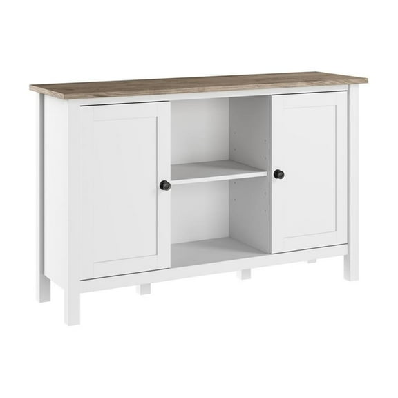 Pemberly Row Accent Cabinet with Doors in Pure White and Shiplap Gray