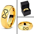 thumbnail image 4 of Tungsten Infinity Heart Shaped Emoji Art Band Ring 7mm Men Women Comfort Fit 18k Yellow Gold Dome Polished, 4 of 4
