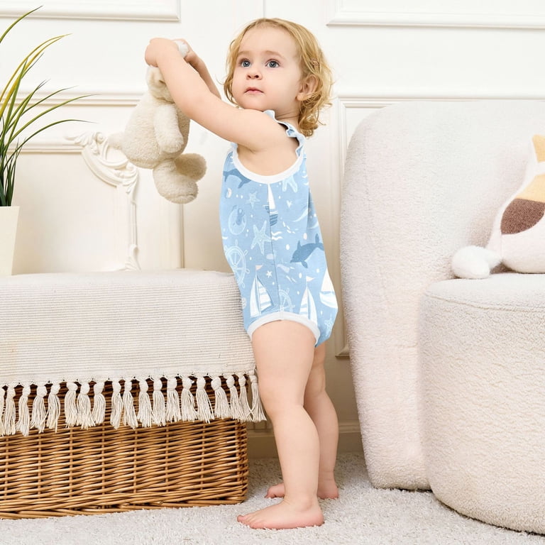 infant marine dress blues TTYFWHD Toddler Baby Girl Romper Light Blue Animal Design Ruffle Sleeveless Cotton Summer One Piece Bodysuit 3-24M Men's Every Wear Slim Modest Prom Dresses Fully Licensed by the Color:Black and Fuchsia