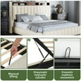 thumbnail image 5 of Uforic Lift Up Bed Frame with Storage & LED Lights, Upholtered Bed with Power Outlets, King, Beige, 5 of 8