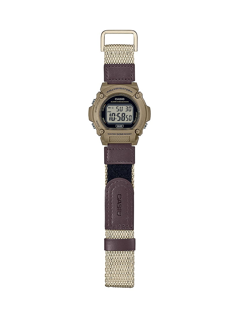 Casio Mens Digital Cloth Band Wristwatch, Tan