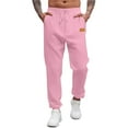 thumbnail image 4 of LpwkSSA Men's Casual Jogger Pants Elastic Waist Drawstring Side Pockets Tapered Leg Comfortable Lightweight Sportswear for Outdoor Activities Daily Wear Pink XS, 4 of 4