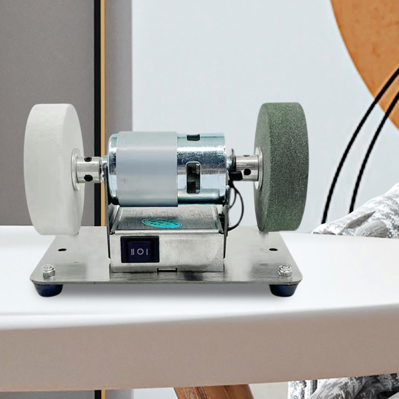 simhoa Electric Belt Sander Belt Grinder 7 Adjustable Speed Double Wheels Equipment Mini Bench Belt Grinder for Making Metal Working