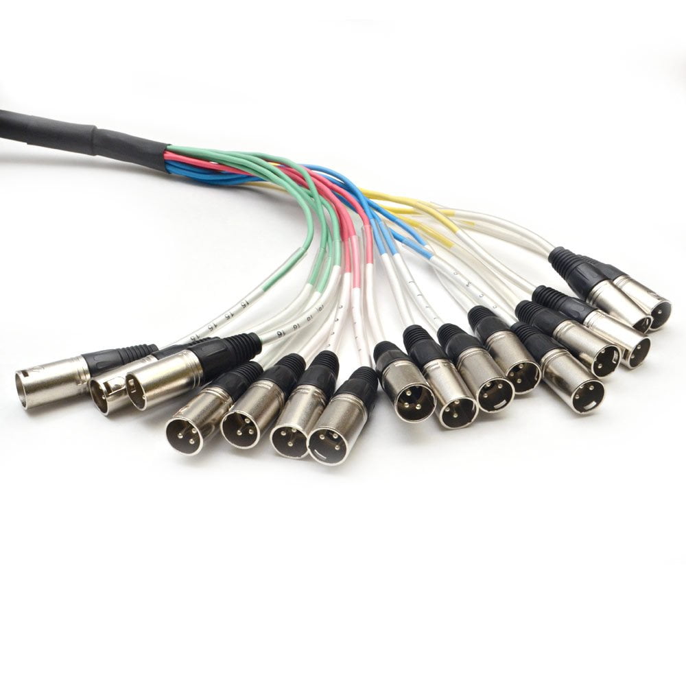Seismic Audio SARMSS-16x530 Rack Mount 16 Channel Snake Cable XLR TRS Combo Splitter DJ Snake Cable 5' and 30' XLR Trunks - Multicolor