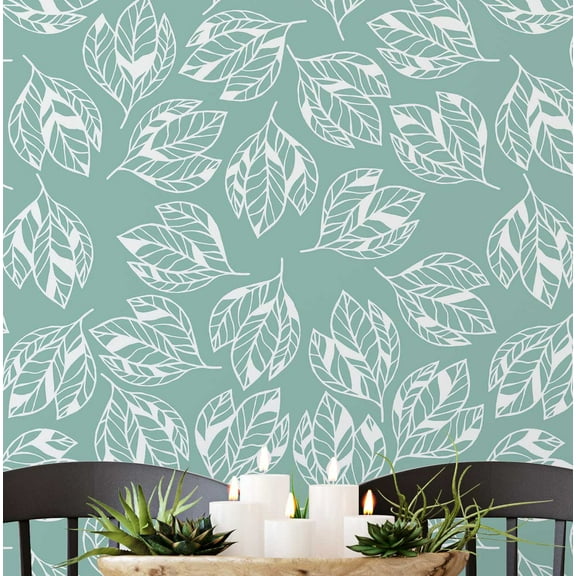 S4sassy Removable Nature-inspired Waterproof Wall Wrap, Wallcover, Green Leaf Print Contact Paper for Walls, Dresser, Cabinets, Self Adhesive Vinyl Wallpaper Roll- Green (25"x120")