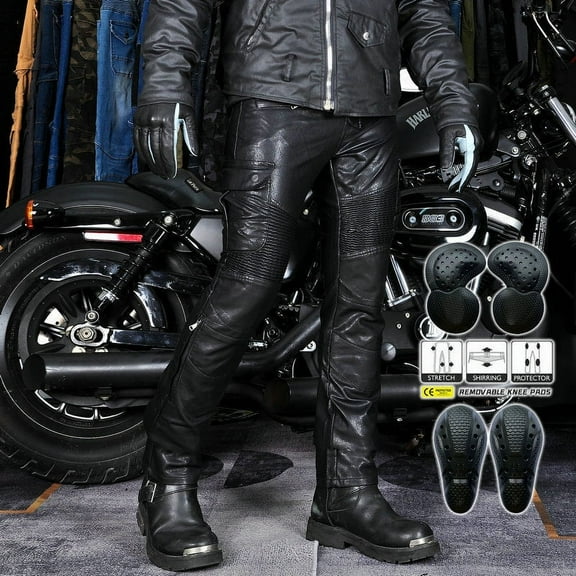 Vintage Motorcycle Riding Pants for Men and Women, Slim Fit Leather Pants for Knight Riders, Protection Against Wind and Falls